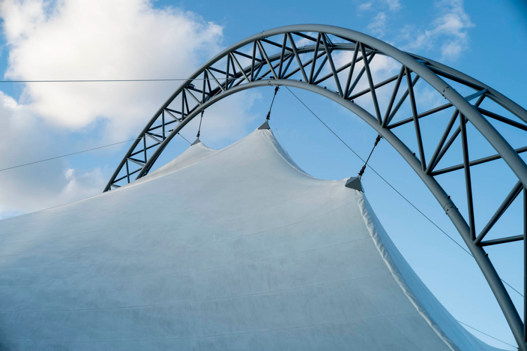 Charlottesville pavilion industrial-looking tent