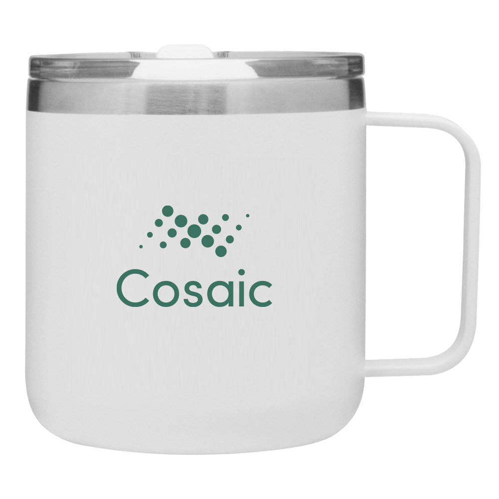 Insulated coffee mug with Cosaic logo