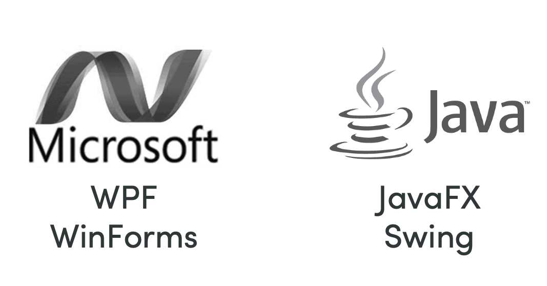 Microsoft WPF and Winforms JavaFX and Java Swing